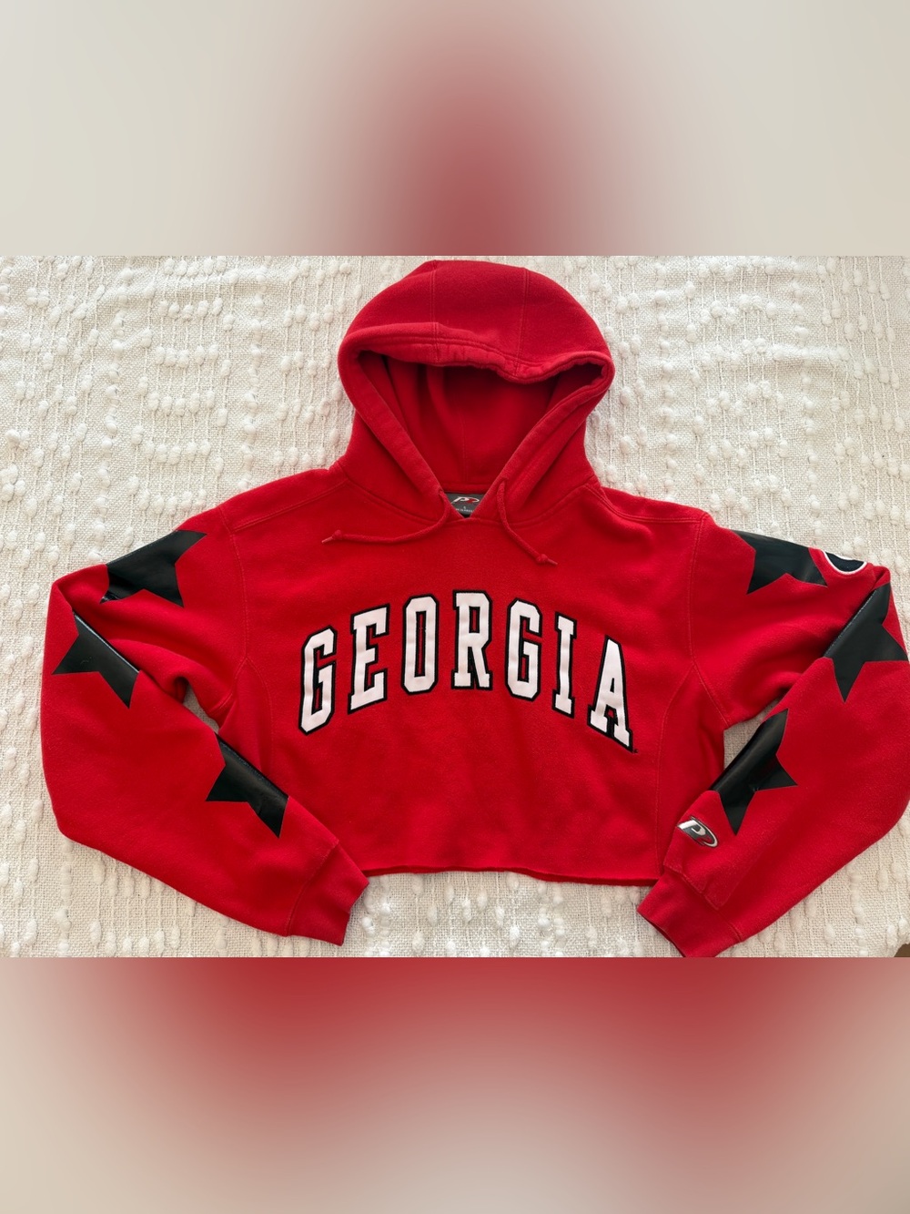 UGA Georgia Bulldog Cropped Hoodie with Black Star Accents
